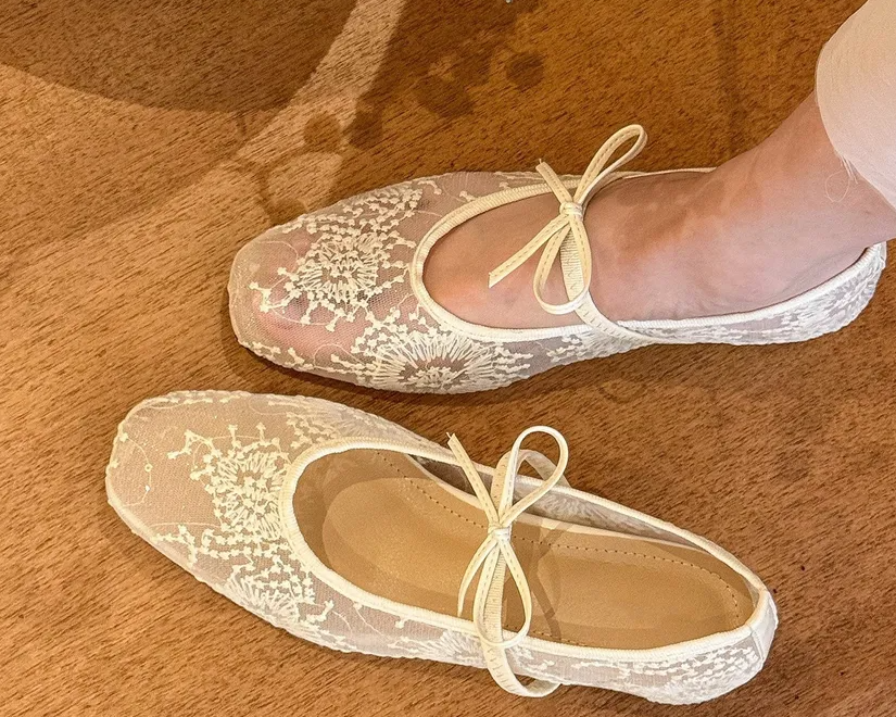 SFRCORD® Floral Flat Mesh Mary Jane Shoes