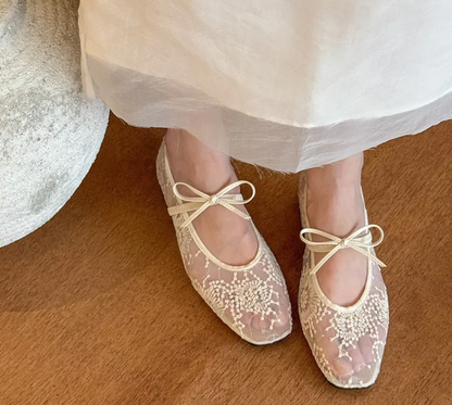 SFRCORD® Floral Flat Mesh Mary Jane Shoes