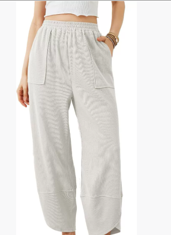 SFRCORD® Women's Casual Baggy Pants Elastic Waisted Wide Leg Sweatpant Palazzo Harem Pants with Pockets