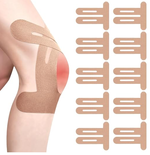 CZTICLE® Pack of 10 Beige PreCut Kinesiotapes Knee, Kinesiology Tape, Without Shere, Waterproof & Elastic Physio Tape for Knee Pain