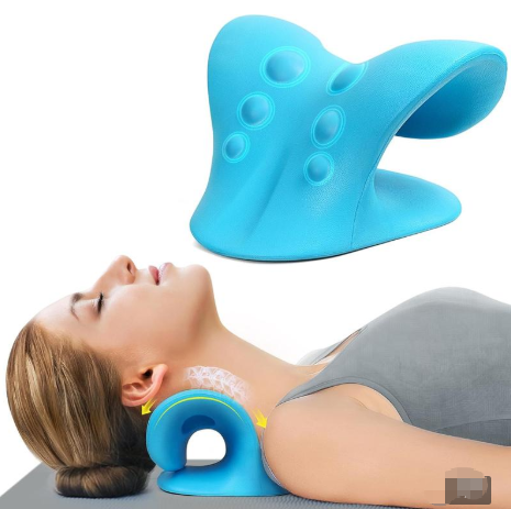 CZTICLE® Neck Stretcher for Pain Relief,Neck Hump Corrector,Neck and Shoulder Relaxer Cervical Traction Device Pillow for Muscle Relax and TMJ Pain Relief (Blue)