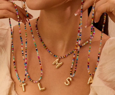 SFRCORD® Colorful Letter Chocker for Women Bubble Initial Letter Chocker Handmade Beaded Necklace