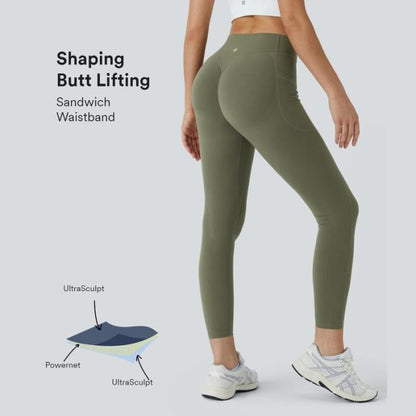SFRCORD® SoCinched High Waisted Butt Lifting Tummy Control Side Pocket Shaping Training UltraSculpt Leggings